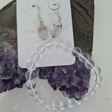 Load image into Gallery viewer, Clear Quartz Bracelet and Dangle Ear-ring Set