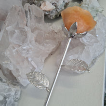 Load image into Gallery viewer, Orange Calcite Rose with Stem
