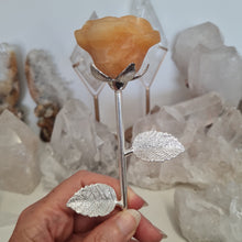 Load image into Gallery viewer, Orange Calcite Rose with Stem