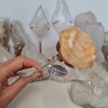 Load image into Gallery viewer, Orange Calcite Rose with Stem