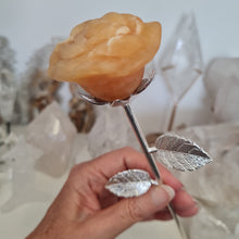 Load image into Gallery viewer, Orange Calcite Rose with Stem