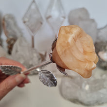 Load image into Gallery viewer, Orange Calcite Rose with Stem