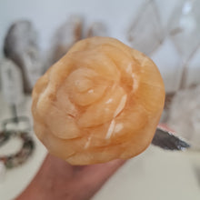 Load image into Gallery viewer, Orange Calcite Rose with Stem