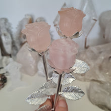 Load image into Gallery viewer, Rose Quartz Rosebud with Stem