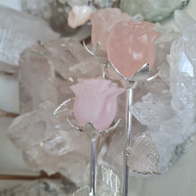 Load image into Gallery viewer, Rose Quartz Rosebud with Stem
