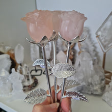 Load image into Gallery viewer, Rose Quartz Rosebud with Stem