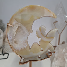 Load image into Gallery viewer, Druzy Agate Crescent Moon Fairy on Stand