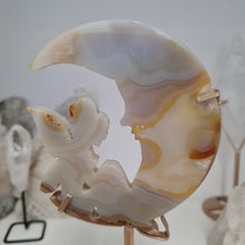 Load image into Gallery viewer, Druzy Agate Crescent Moon Fairy on Stand