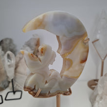 Load image into Gallery viewer, Druzy Agate Crescent Moon Fairy on Stand