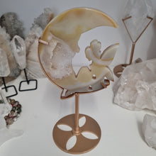 Load image into Gallery viewer, Druzy Agate Crescent Moon Fairy on Stand