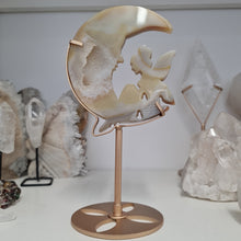 Load image into Gallery viewer, Druzy Agate Crescent Moon Fairy on Stand