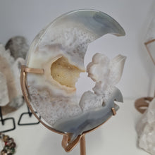 Load image into Gallery viewer, Druzy Agate Crescent Moon Fairy on Stand
