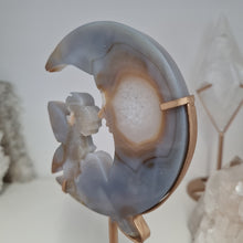 Load image into Gallery viewer, Druzy Agate Crescent Moon Fairy on Stand