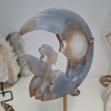 Load image into Gallery viewer, Druzy Agate Crescent Moon Fairy on Stand