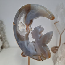 Load image into Gallery viewer, Druzy Agate Crescent Moon Fairy on Stand