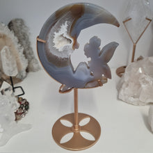 Load image into Gallery viewer, Druzy Agate Crescent Moon Fairy on Stand