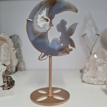 Load image into Gallery viewer, Druzy Agate Crescent Moon Fairy on Stand