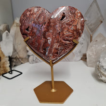 Load image into Gallery viewer, Pink Crazy Lace Agate Heart with Stand