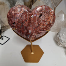 Load image into Gallery viewer, Pink Crazy Lace Agate Heart with Stand