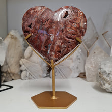 Load image into Gallery viewer, Pink Crazy Lace Agate Heart with Stand