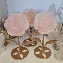 Load image into Gallery viewer, Rose Quartz Rose with Stand