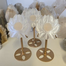 Load image into Gallery viewer, Selenite Lotus Flower on Stand