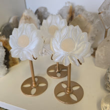 Load image into Gallery viewer, Selenite Lotus Flower on Stand