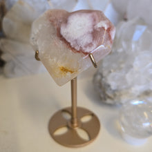 Load image into Gallery viewer, Pink Amethyst X Flower Agate Heart on Stand