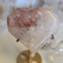 Load image into Gallery viewer, Pink Amethyst X Flower Agate Heart on Stand