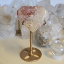 Load image into Gallery viewer, Pink Amethyst X Flower Agate Heart on Stand