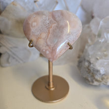 Load image into Gallery viewer, Pink Amethyst X Flower Agate Heart on Stand