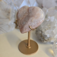 Load image into Gallery viewer, Pink Amethyst X Flower Agate Heart on Stand