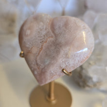 Load image into Gallery viewer, Pink Amethyst X Flower Agate Heart on Stand