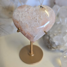 Load image into Gallery viewer, Pink Amethyst X Flower Agate Heart on Stand