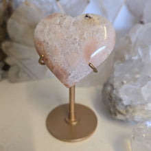Load image into Gallery viewer, Pink Amethyst X Flower Agate Heart on Stand