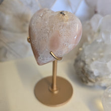 Load image into Gallery viewer, Pink Amethyst X Flower Agate Heart on Stand