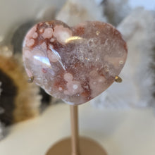 Load image into Gallery viewer, Pink Amethyst X Flower Agate Heart on Stand