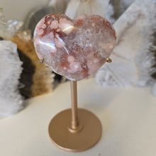 Load image into Gallery viewer, Pink Amethyst X Flower Agate Heart on Stand
