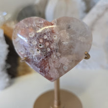 Load image into Gallery viewer, Pink Amethyst X Flower Agate Heart on Stand