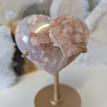 Load image into Gallery viewer, Pink Amethyst X Flower Agate Heart on Stand