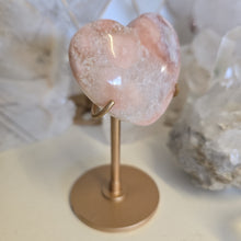 Load image into Gallery viewer, Pink Amethyst X Flower Agate Heart on Stand