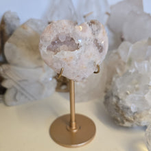 Load image into Gallery viewer, Pink Amethyst X Flower Agate Heart on Stand