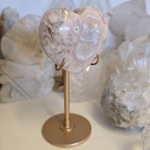 Load image into Gallery viewer, Pink Amethyst X Flower Agate Heart on Stand