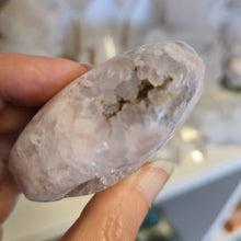 Load image into Gallery viewer, Pink Amethyst X Flower Agate Heart on Stand
