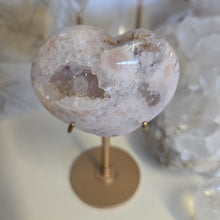 Load image into Gallery viewer, Pink Amethyst X Flower Agate Heart on Stand