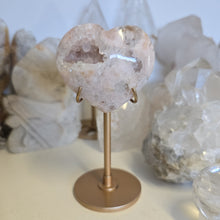Load image into Gallery viewer, Pink Amethyst X Flower Agate Heart on Stand