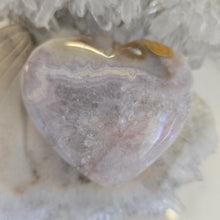 Load image into Gallery viewer, Pink Amethyst X Flower Agate Heart