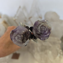 Load image into Gallery viewer, Amethyst and Quartz Rosebud with Stem - Small