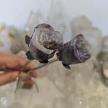 Load image into Gallery viewer, Amethyst and Quartz Rosebud with Stem - Small