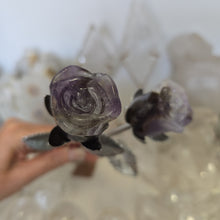 Load image into Gallery viewer, Amethyst and Quartz Rosebud with Stem - Small